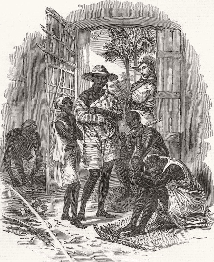 SLAVERY. Halt of Brazilian Slaves 1845 old antique vintage print picture